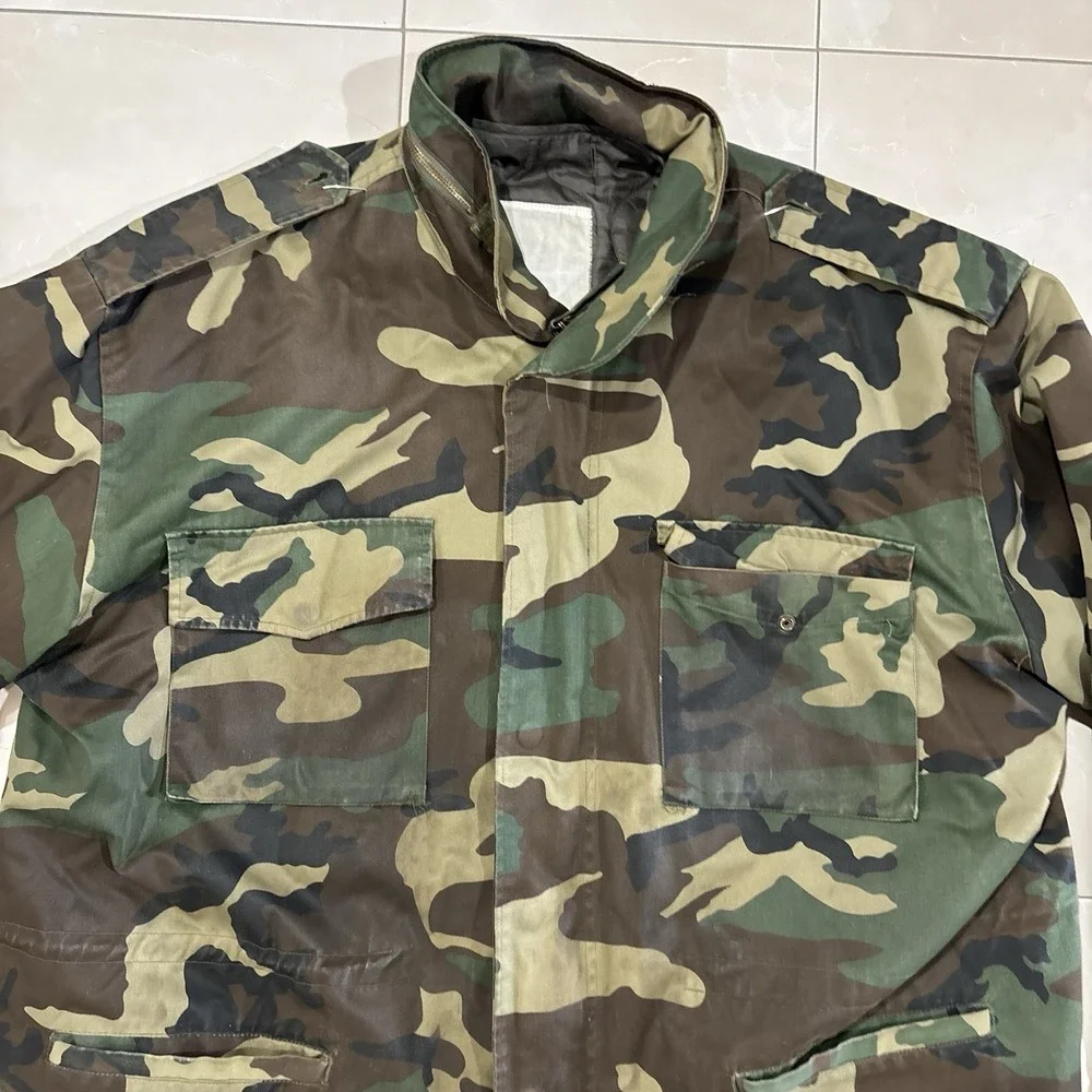 Vintage Military 2 In 1 Jacket Parka Heavy Camo Large Woobie Vest 90s Coat